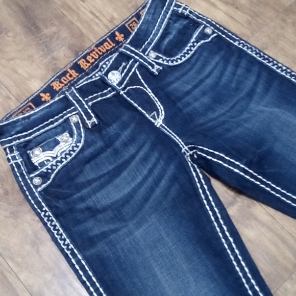 Rock Revival NWOT Women's Jeans 26 Ynes Skinny Embellished Embroidered - Picture 5 of 12